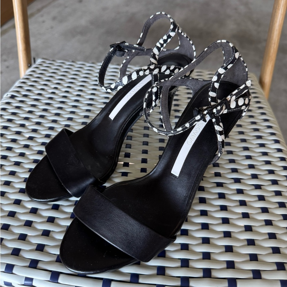 Anthropologie Black and White Strappy Sandals